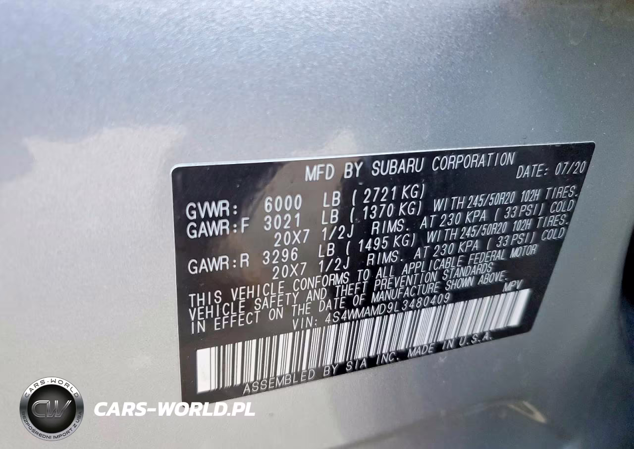 2020 Subaru Ascent Limited VIN:4S4WMAMD9L3480409 - 13