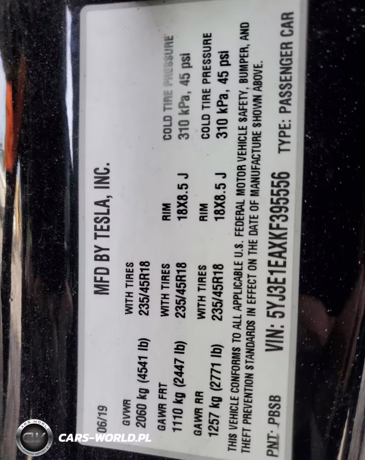 2019 Tesla Model 3 VIN:5YJ3E1EAXKF395556 - 12