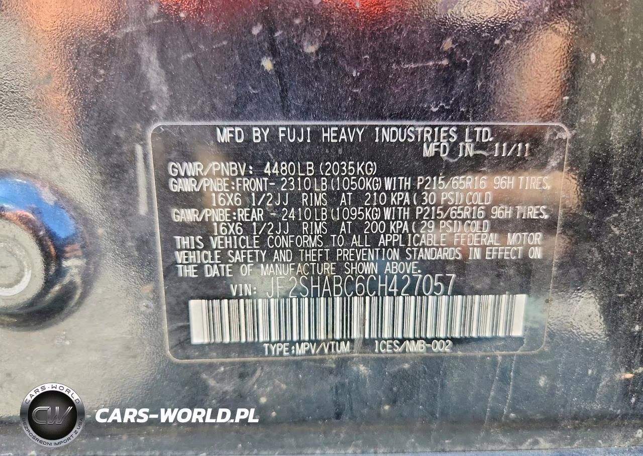 2012 Subaru Forester 2.5X VIN:JF2SHABC6CH427057 - 12
