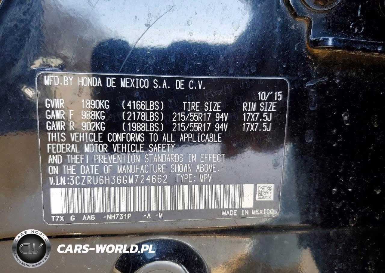2016 Honda Hr-V Lx VIN:3CZRU6H36GM724662 - 12