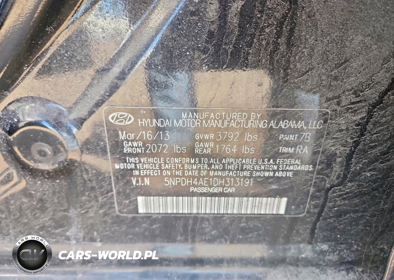 2013 Hyundai Elantra Gls VIN:5NPDH4AE1DH313191 - 13