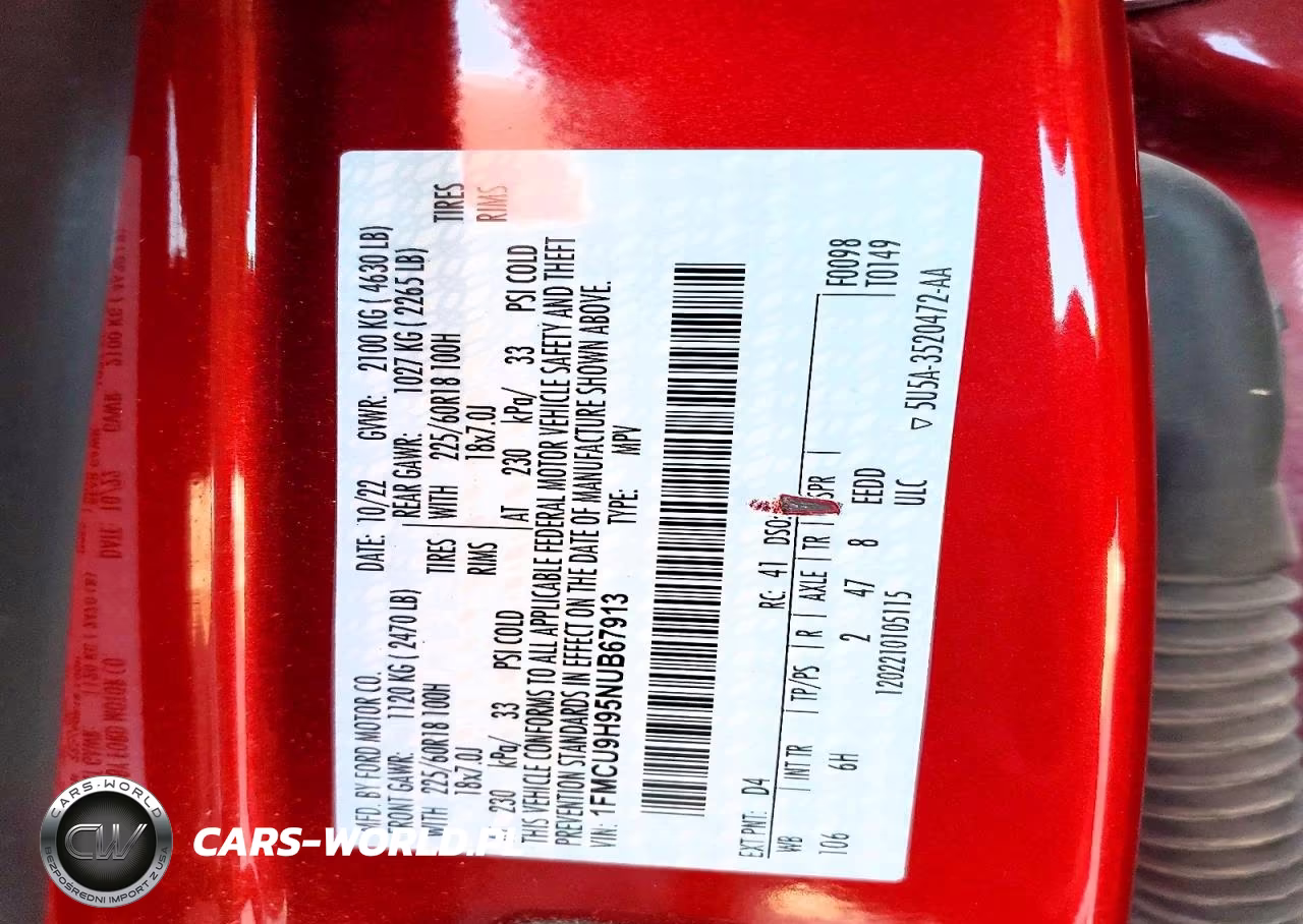 2022 Ford Escape Sel VIN:1FMCU9H95NUB67913 - 13