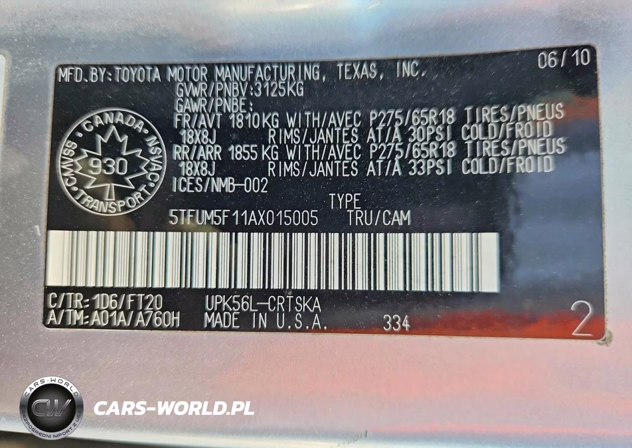 2010 Toyota Tundra Grade VIN:5TFUM5F11AX015005 - 12