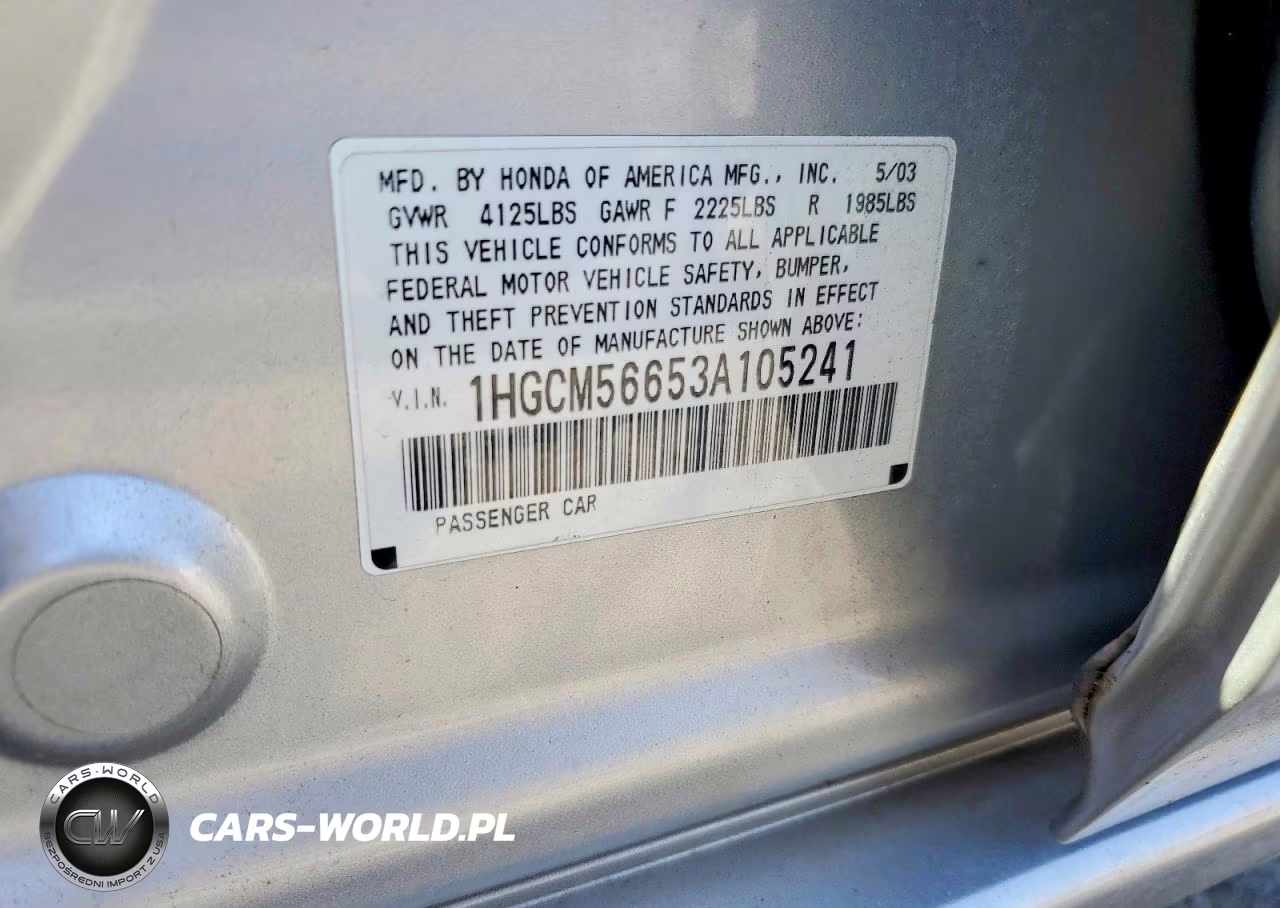 2003 Honda Accord Ex VIN:1HGCM56653A105241 - 12