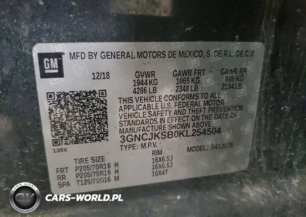 2019 Chevrolet Trax Ls VIN:3GNCJKSB0KL254504 - 12