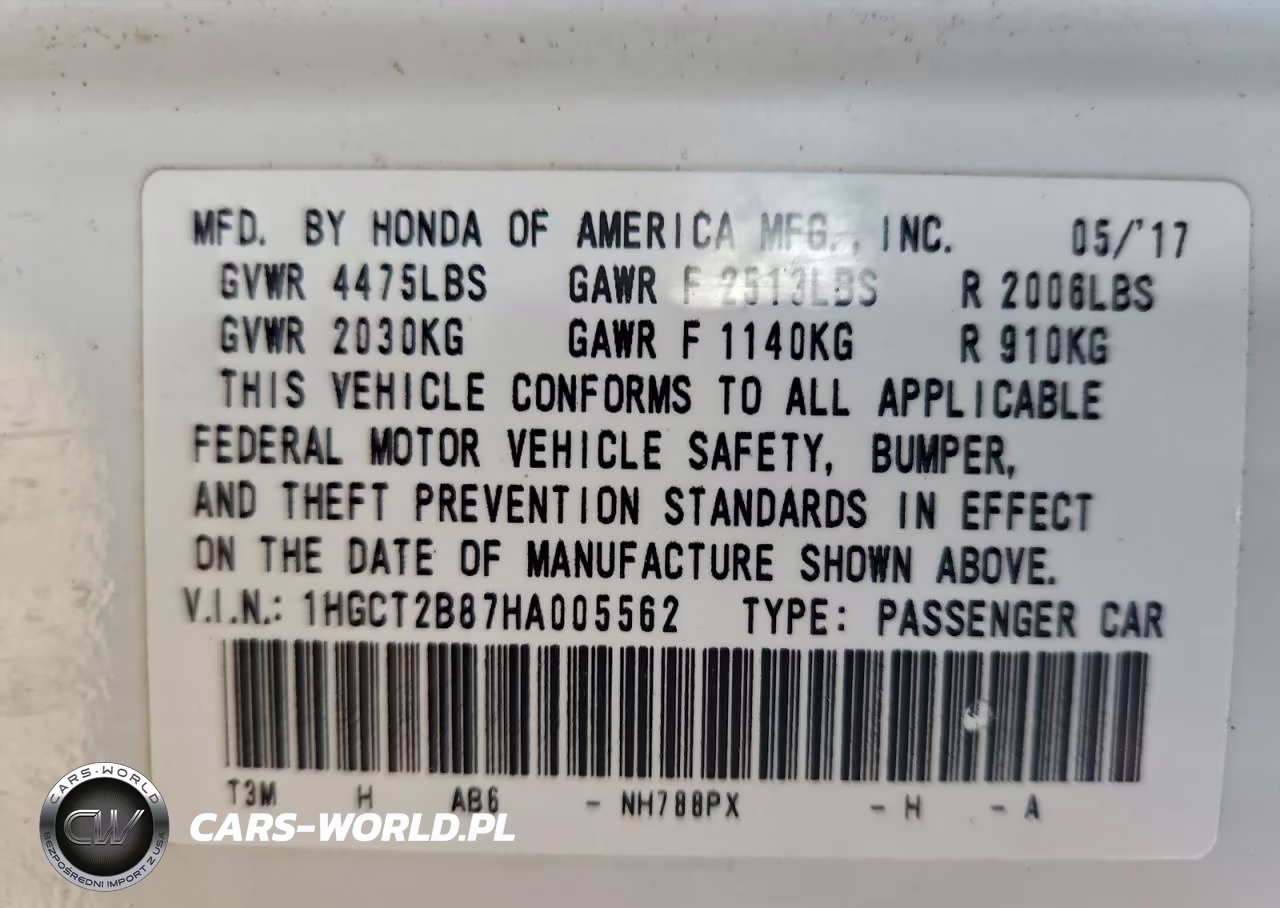 2017 Honda Accord Exl VIN:1HGCT2B87HA005562 - 13
