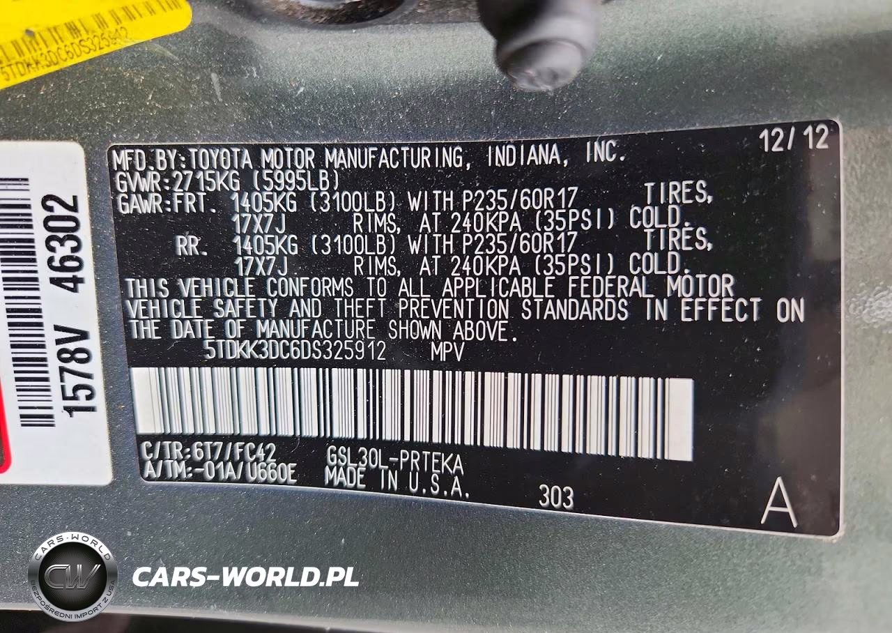 2013 Toyota Sienna Le 8-Passenger VIN:5TDKK3DC6DS325912 - 14