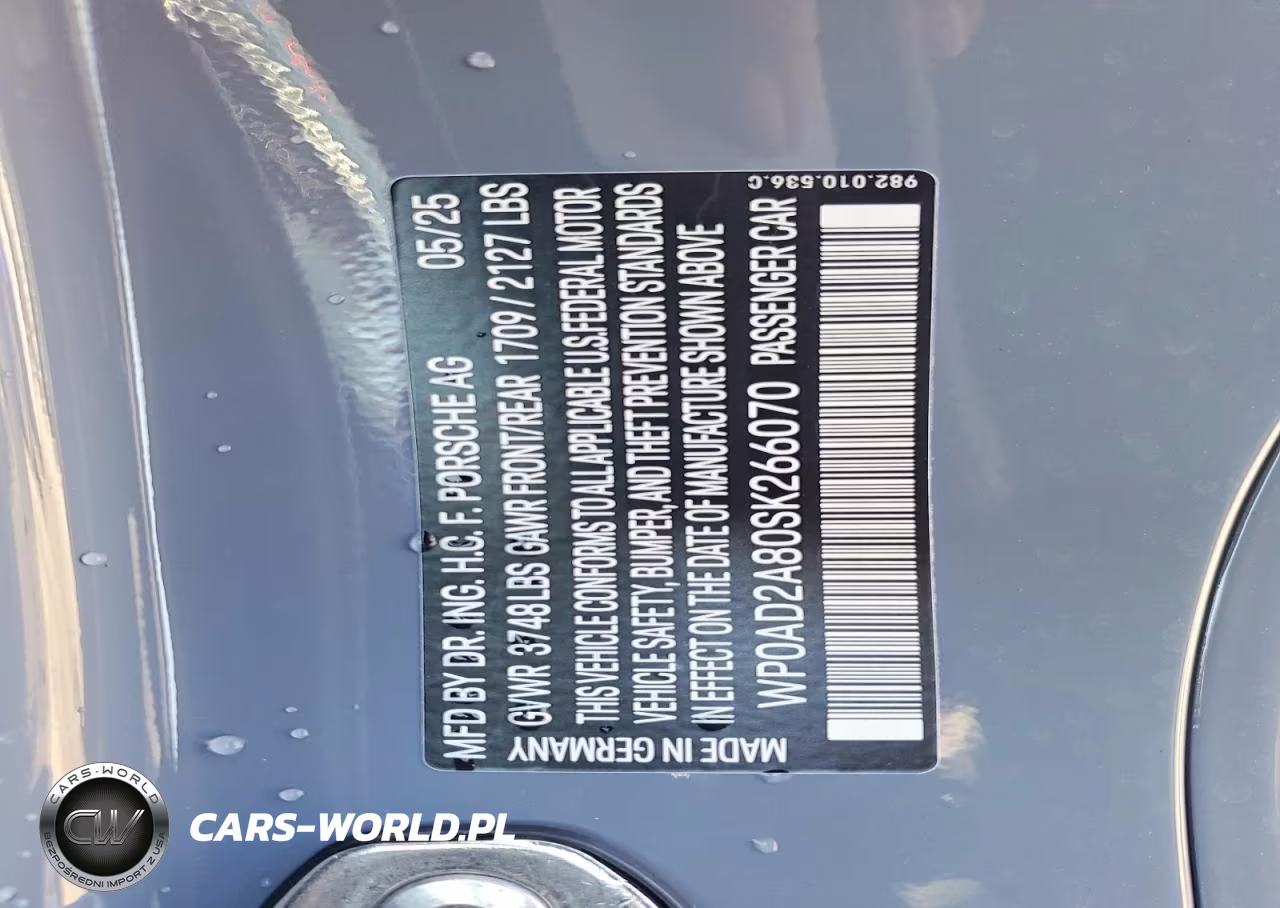 2025 Porsche Cayman Gts VIN:WP0AD2A80SK266070 - 13