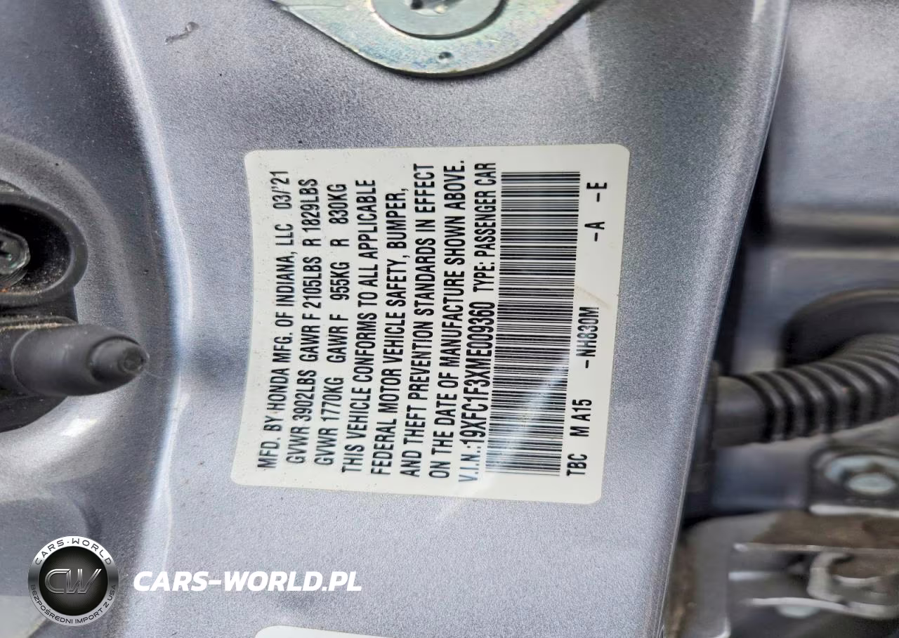 2021 Honda Civic Ex VIN:19XFC1F3XME009360 - 13