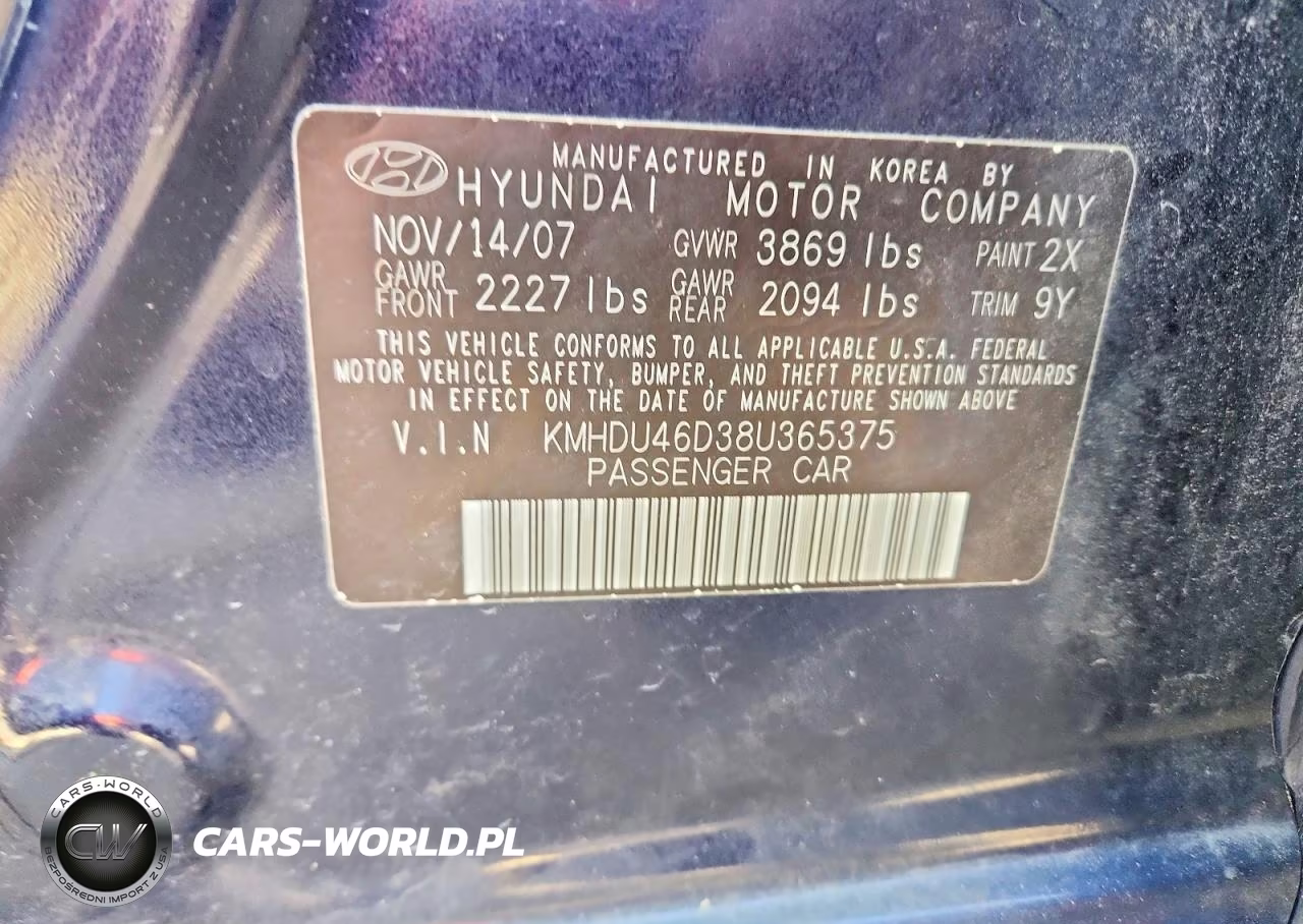 2008 Hyundai Elantra Gls VIN:KMHDU46D38U365375 - 12