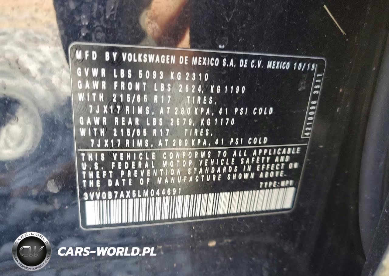 2020 Volkswagen Tiguan S VIN:3VV0B7AX5LM044691 - 13