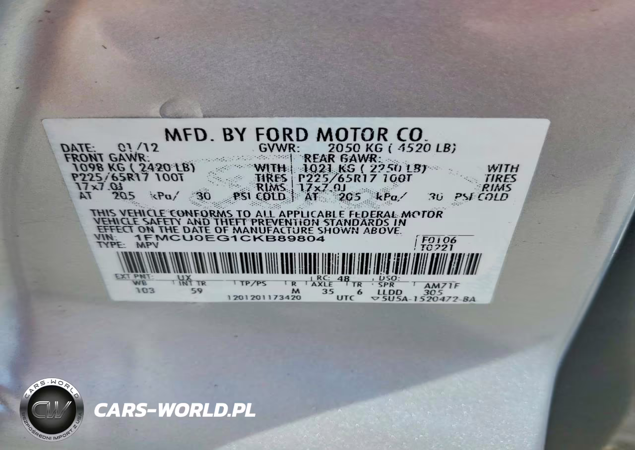 2012 Ford Escape Limited VIN:1FMCU0EG1CKB89804 - 14