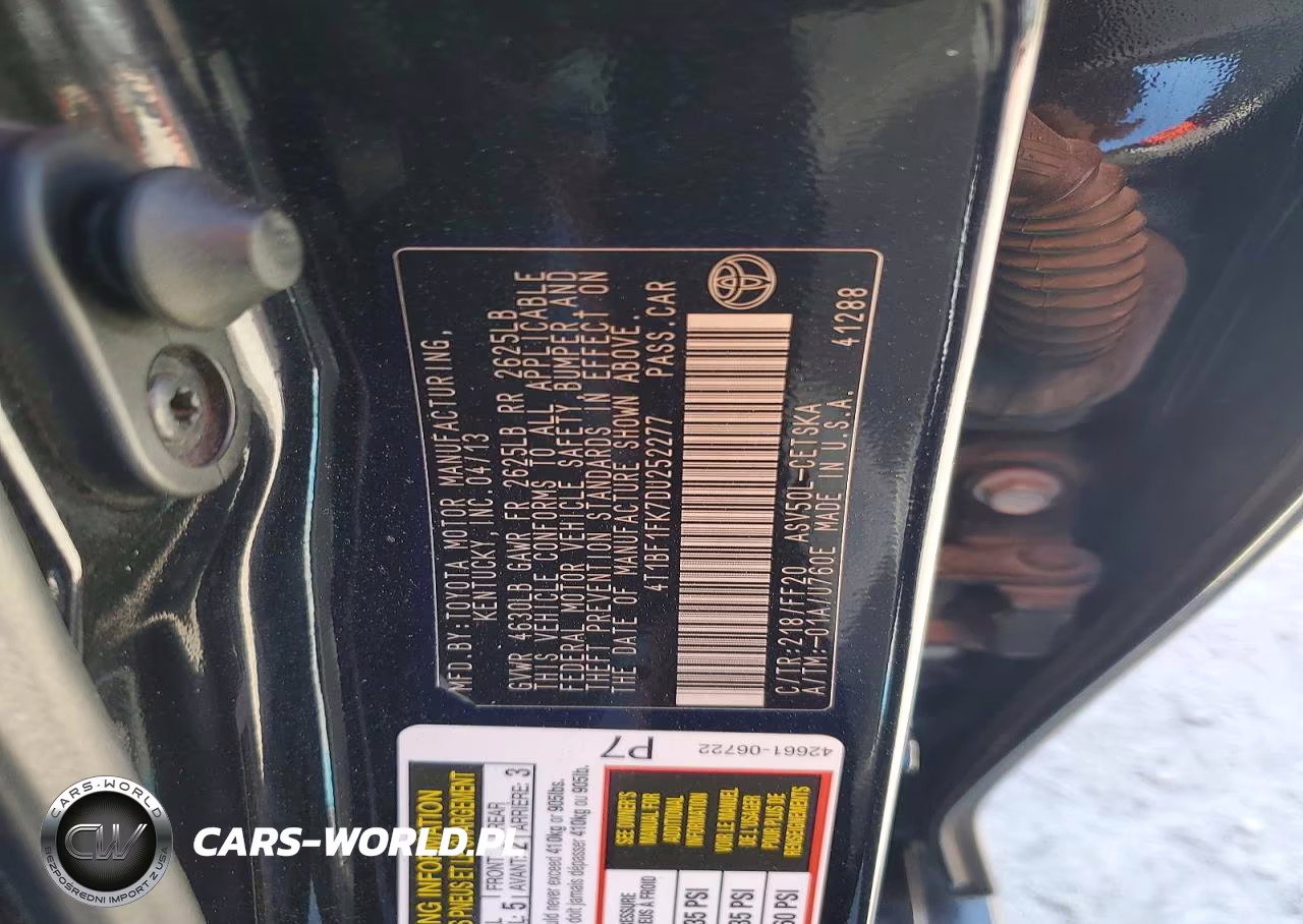 2013 Toyota Camry Se VIN:4T1BF1FK7DU252277 - 12