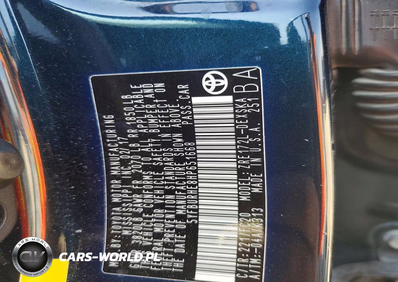 2017 Toyota Corolla Se VIN:5YFBURHE8HP651668 - 12