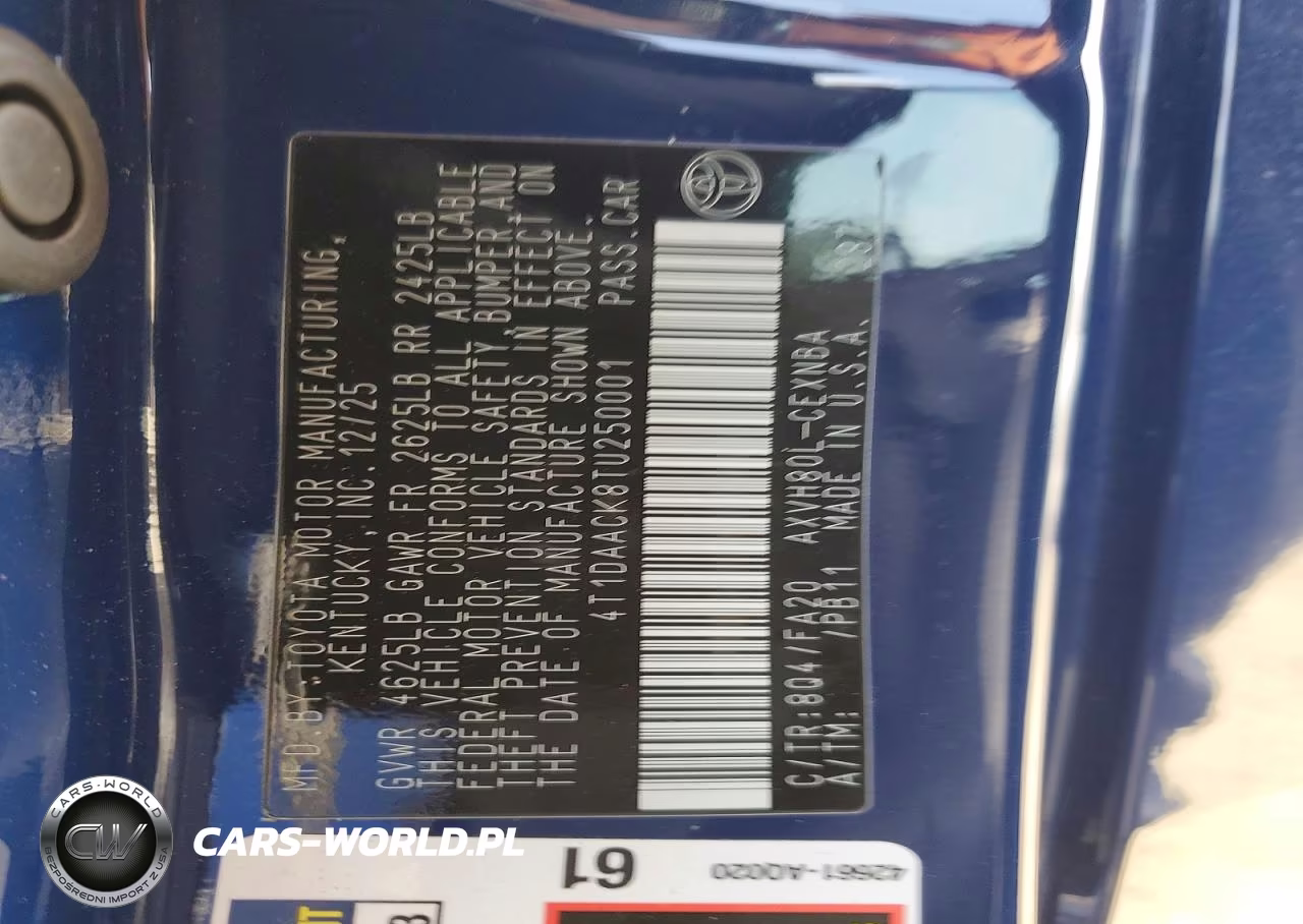 2026 Toyota Camry Le VIN:4T1DAACK8TU250001 - 12