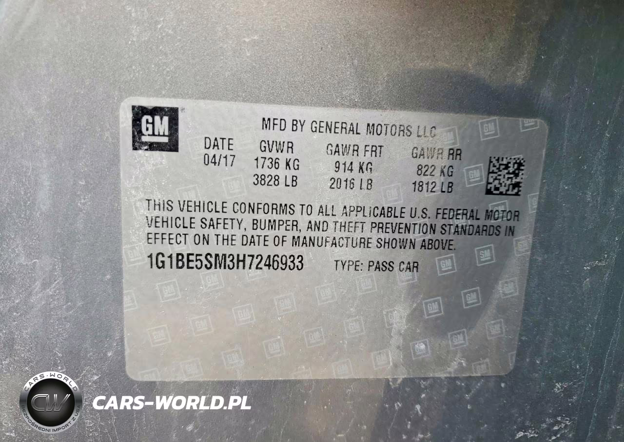 2017 Chevrolet Cruze Lt VIN:1G1BE5SM3H7246933 - 12