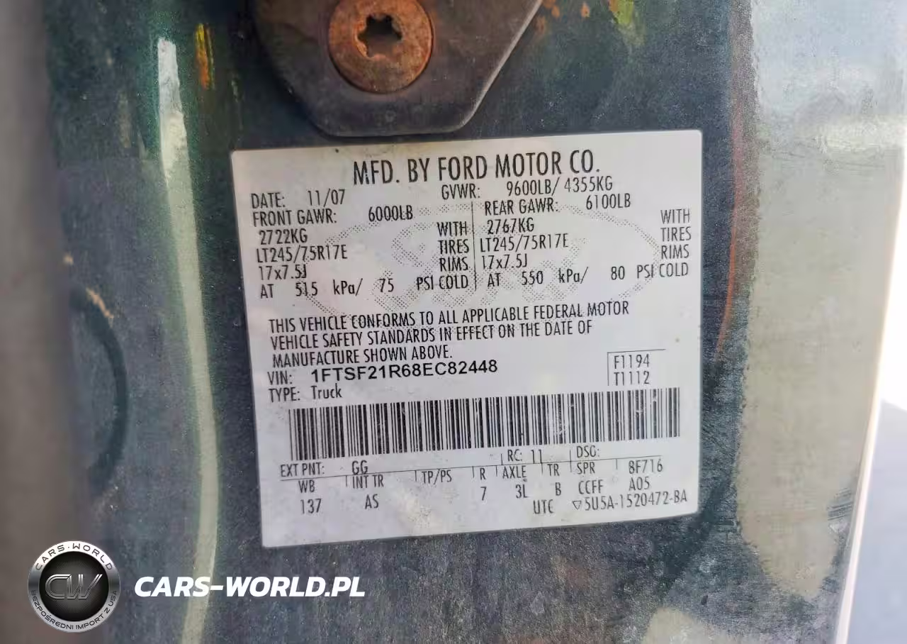 2008 Ford F250 Super Duty VIN:1FTSF21R68EC82448 - 12