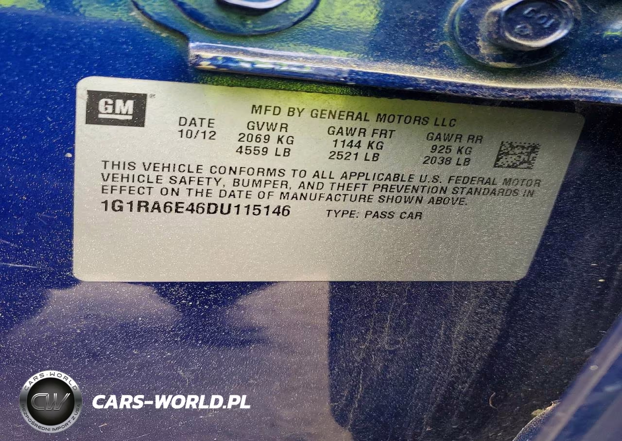 2013 Chev Volt VIN:1G1RA6E46DU115146 - 12