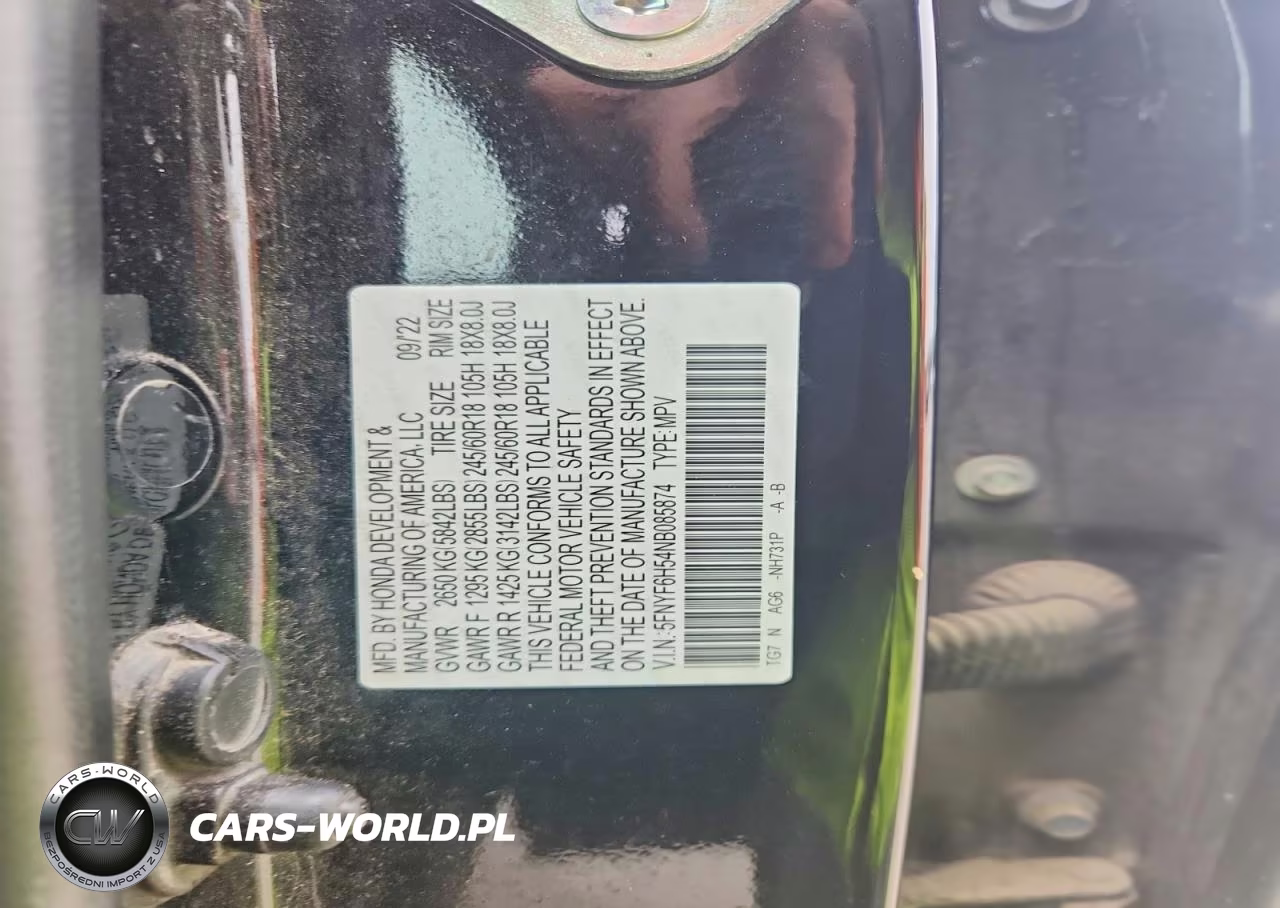 2022 Honda Pilot Exl VIN:5FNYF6H54NB085874 - 13