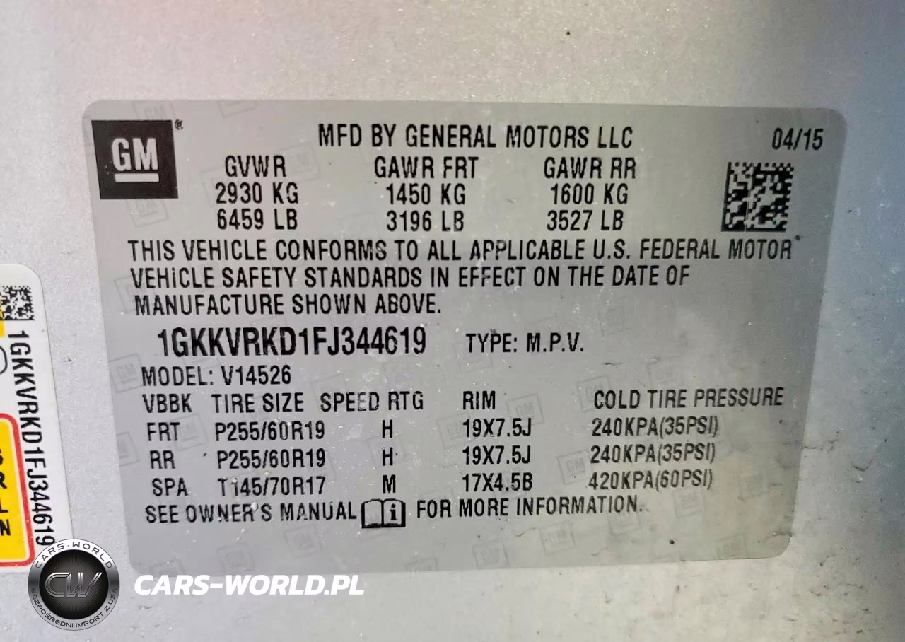 2015 GMC Acadia Slt-1 VIN:1GKKVRKD1FJ344619 - 13