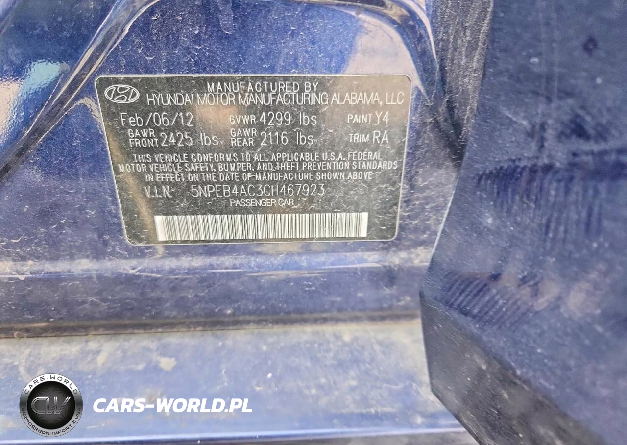 2012 Hyundai Sonata Gls VIN:5NPEB4AC3CH467923 - 12