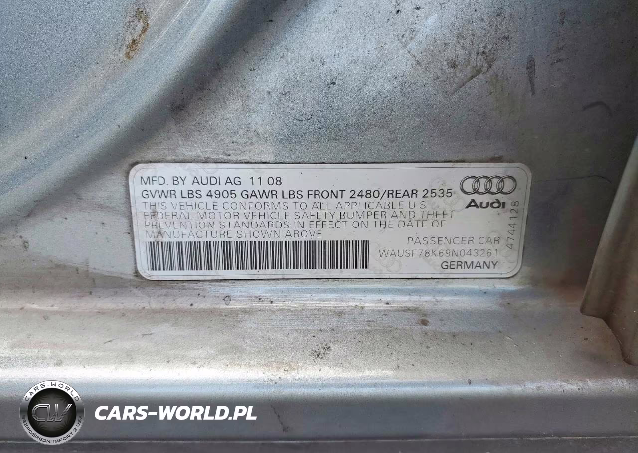 2009 Audi A4 Premium Plus VIN:WAUSF78K69N043261 - 12