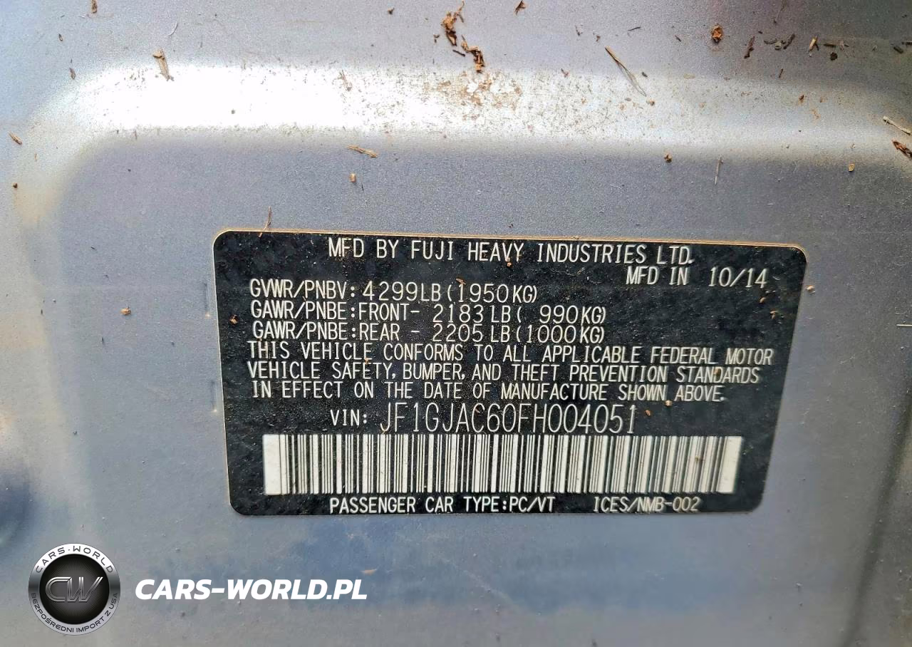 2015 Subaru Impreza Premium VIN:JF1GJAC60FH004051 - 12