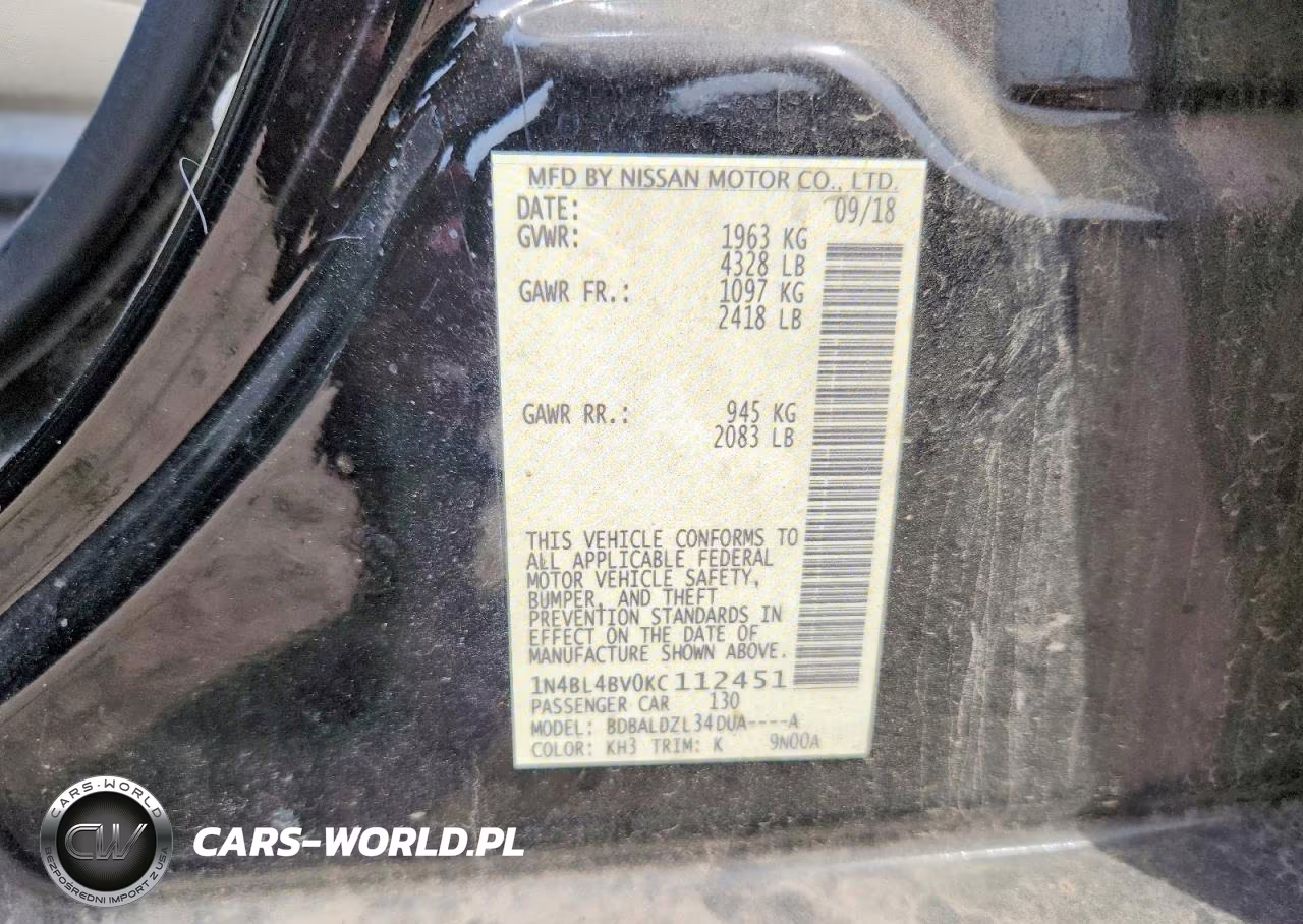 2019 Nissan Altima 2.5 S VIN:1N4BL4BV0KC112451 - 12