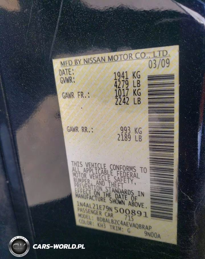 2009 Nissan Altima 2.5 VIN:1N4AL21E79N500891 - 12