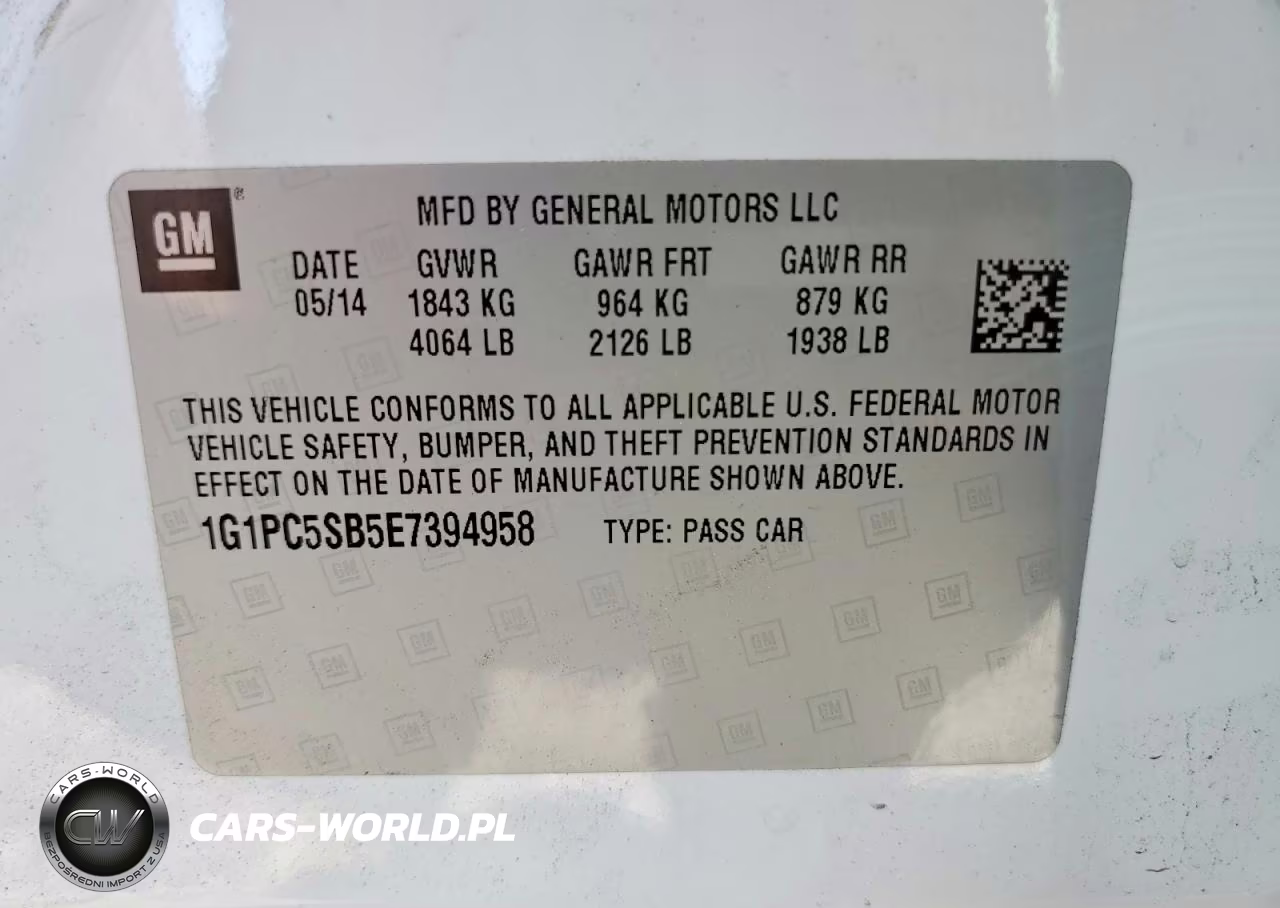 2014 Chevrolet Cruze Lt VIN:1G1PC5SB5E7394958 - 12