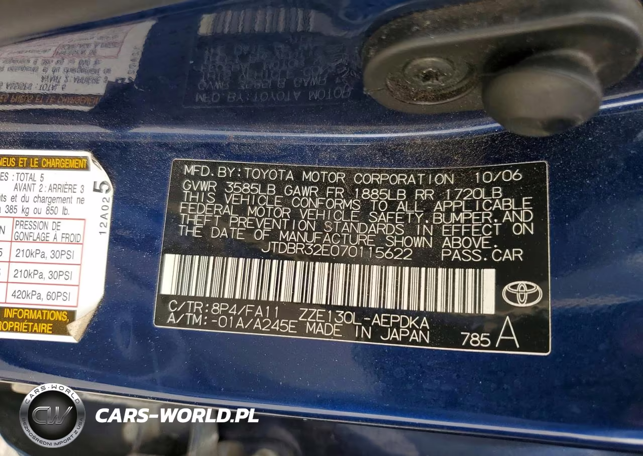 2007 Toyota Corolla VIN:JTDBR32E070115622 - 12