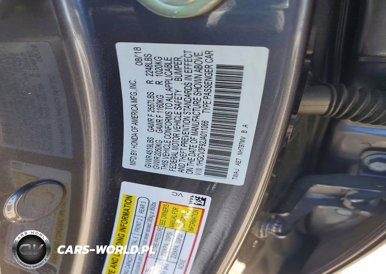 2018 Honda Accord Touring Hybrid VIN:1HGCV3F92JA011066 - 12