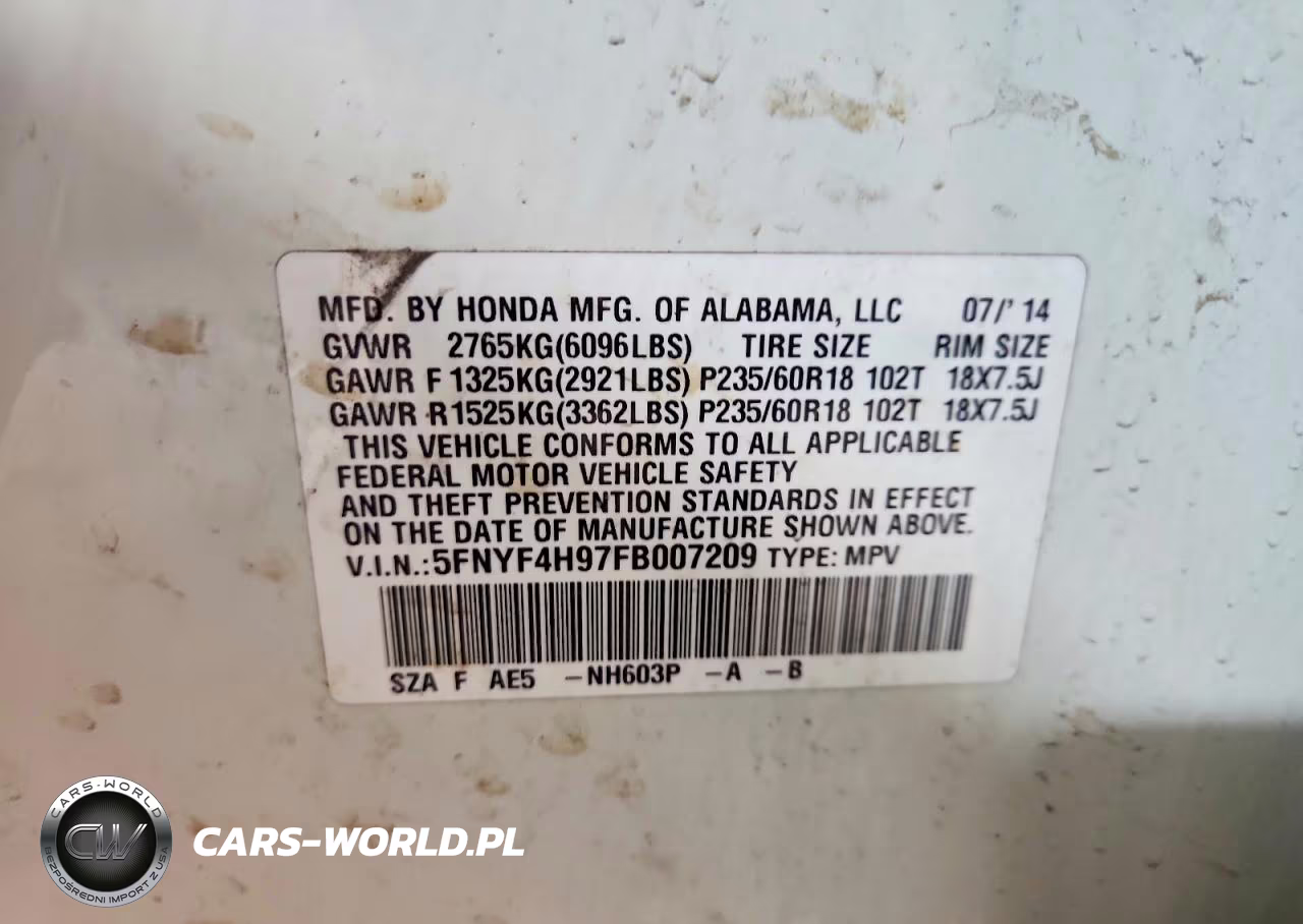 2015 Honda Pilot Touring VIN:5FNYF4H97FB007209 - 13