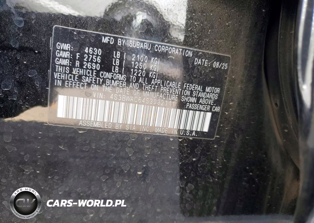 2025 Subaru Legacy Premium VIN:4S3BWAC64S3032111 - 12