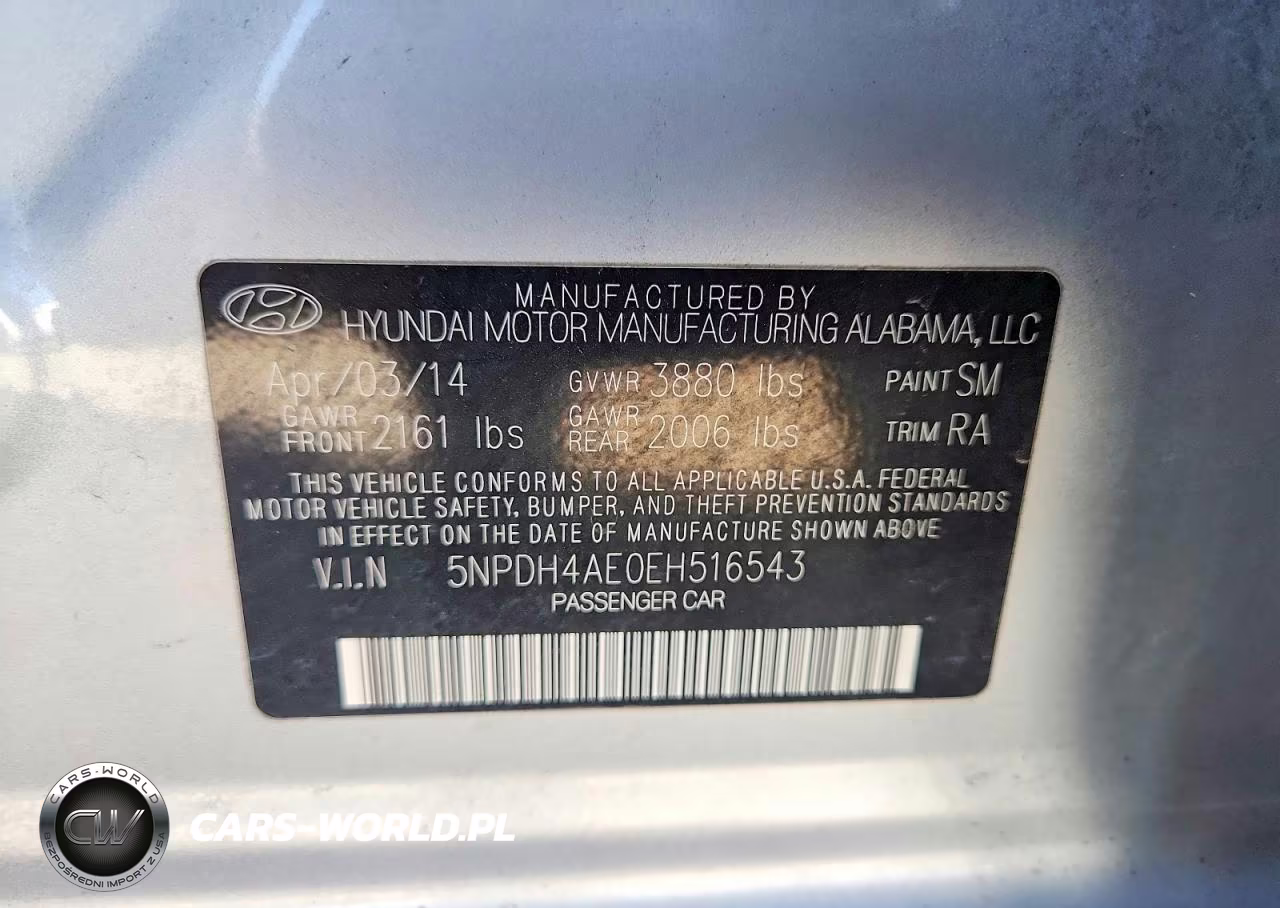 2014 Hyundai Elantra Se VIN:5NPDH4AE0EH516543 - 12