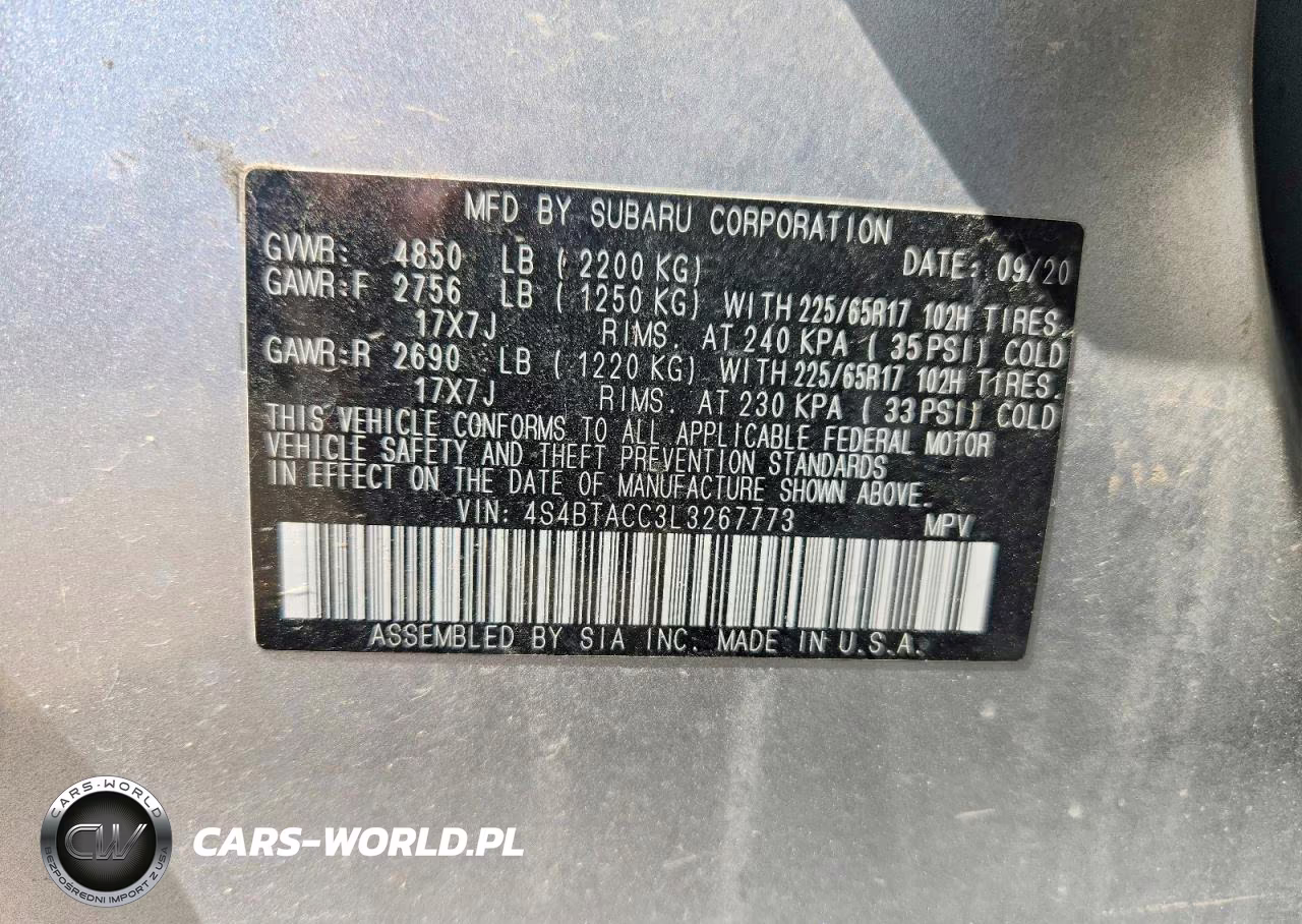 2020 Subaru Outback Premium VIN:4S4BTACC3L3267773 - 13