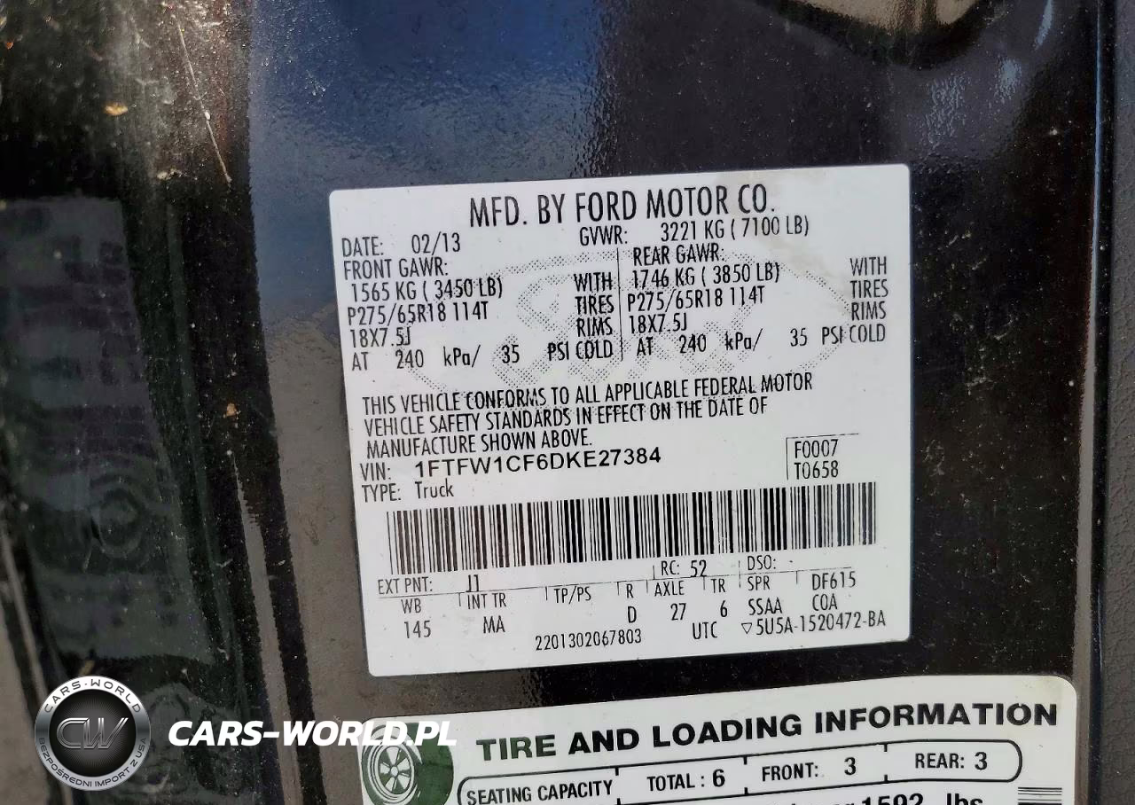2013 Ford F150 Supercrew VIN:1FTFW1CF6DKE27384 - 12