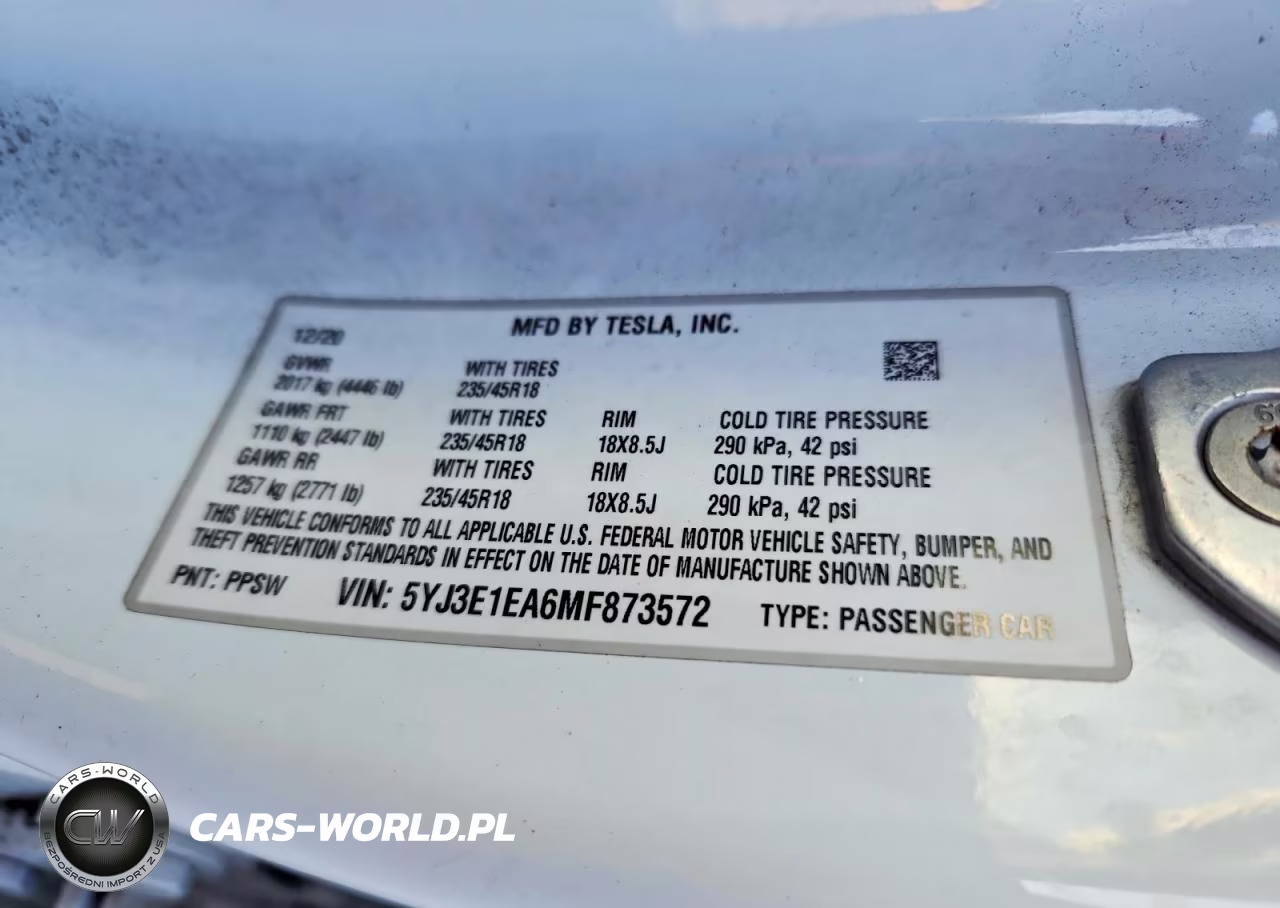 2021 Tesla Model 3 VIN:5YJ3E1EA6MF873572 - 12
