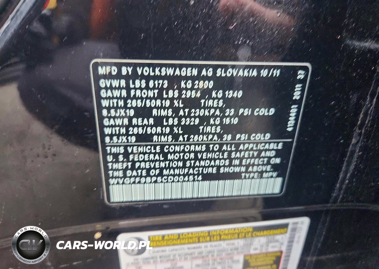 2012 Volkswagen Touareg V6 VIN:WVGFF9BP5CD004514 - 13
