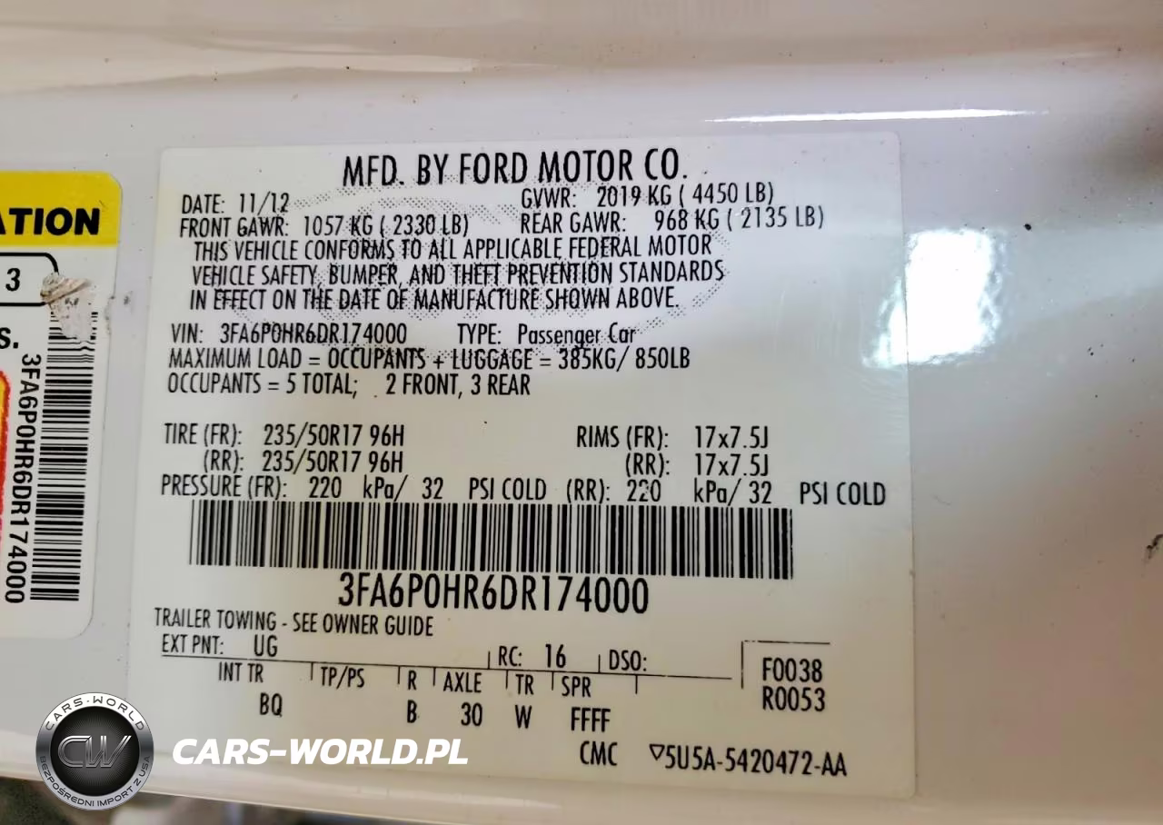 2013 Ford Fusion Se VIN:3FA6P0HR6DR174000 - 12
