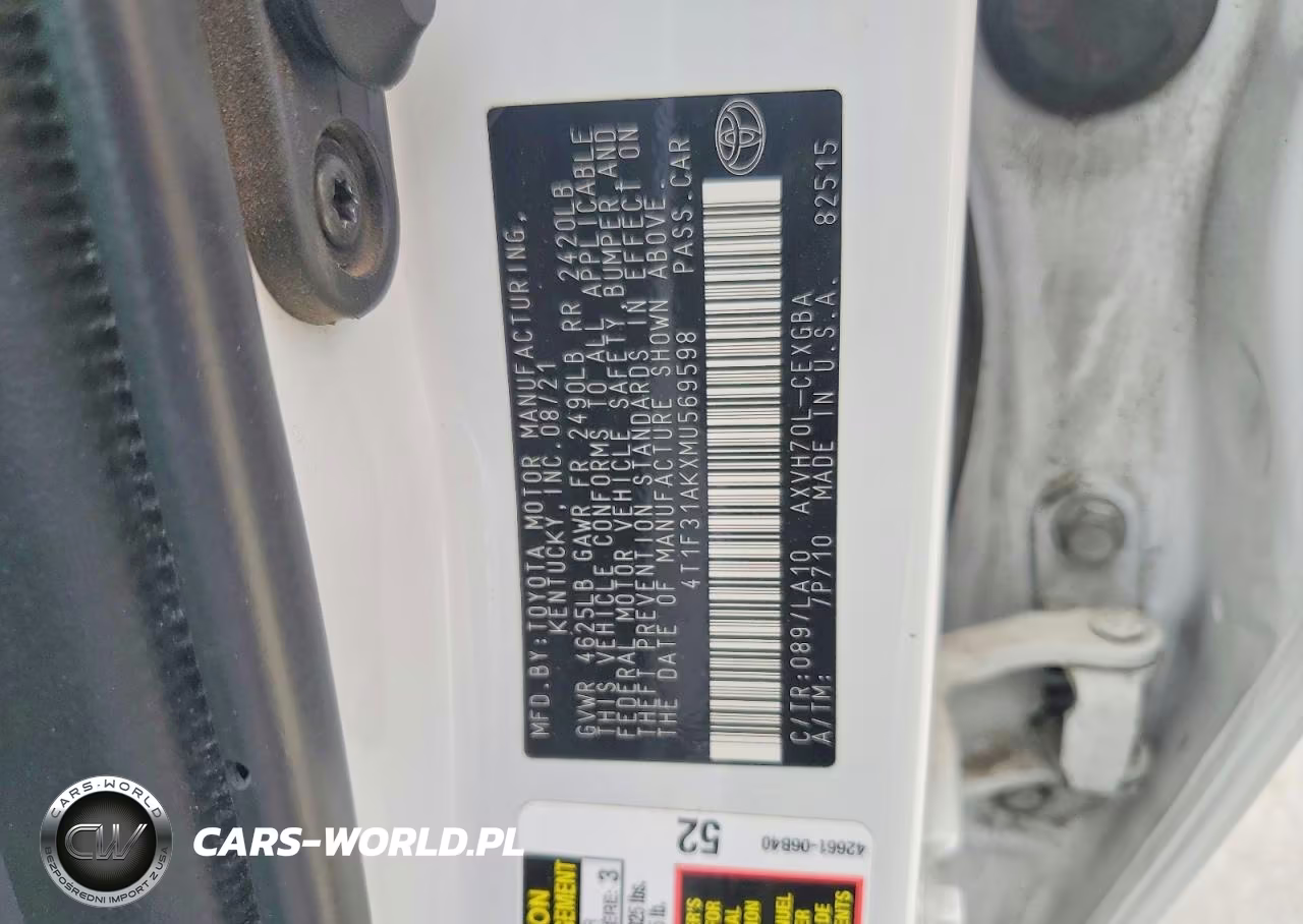 2021 Toyota Camry Hybrid Xle VIN:4T1F31AKXMU569598 - 12