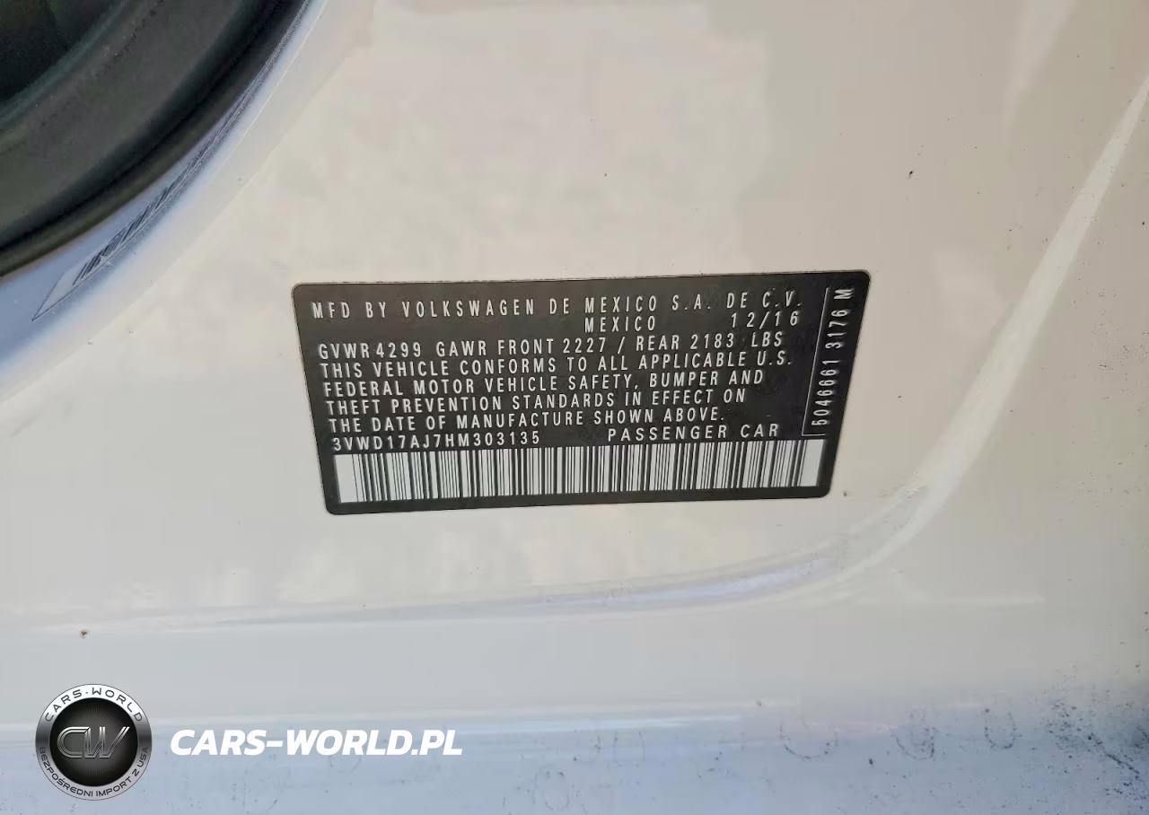 2017 Volkswagen Jetta Sport VIN:3VWD17AJ7HM303135 - 12