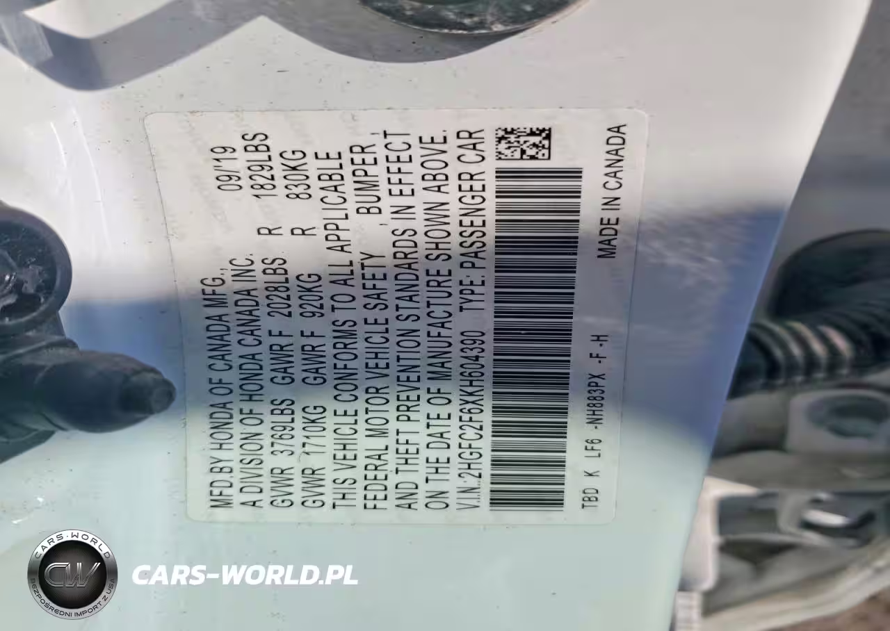 2019 Honda Civic Lx VIN:2HGFC2F6XKH604390 - 12