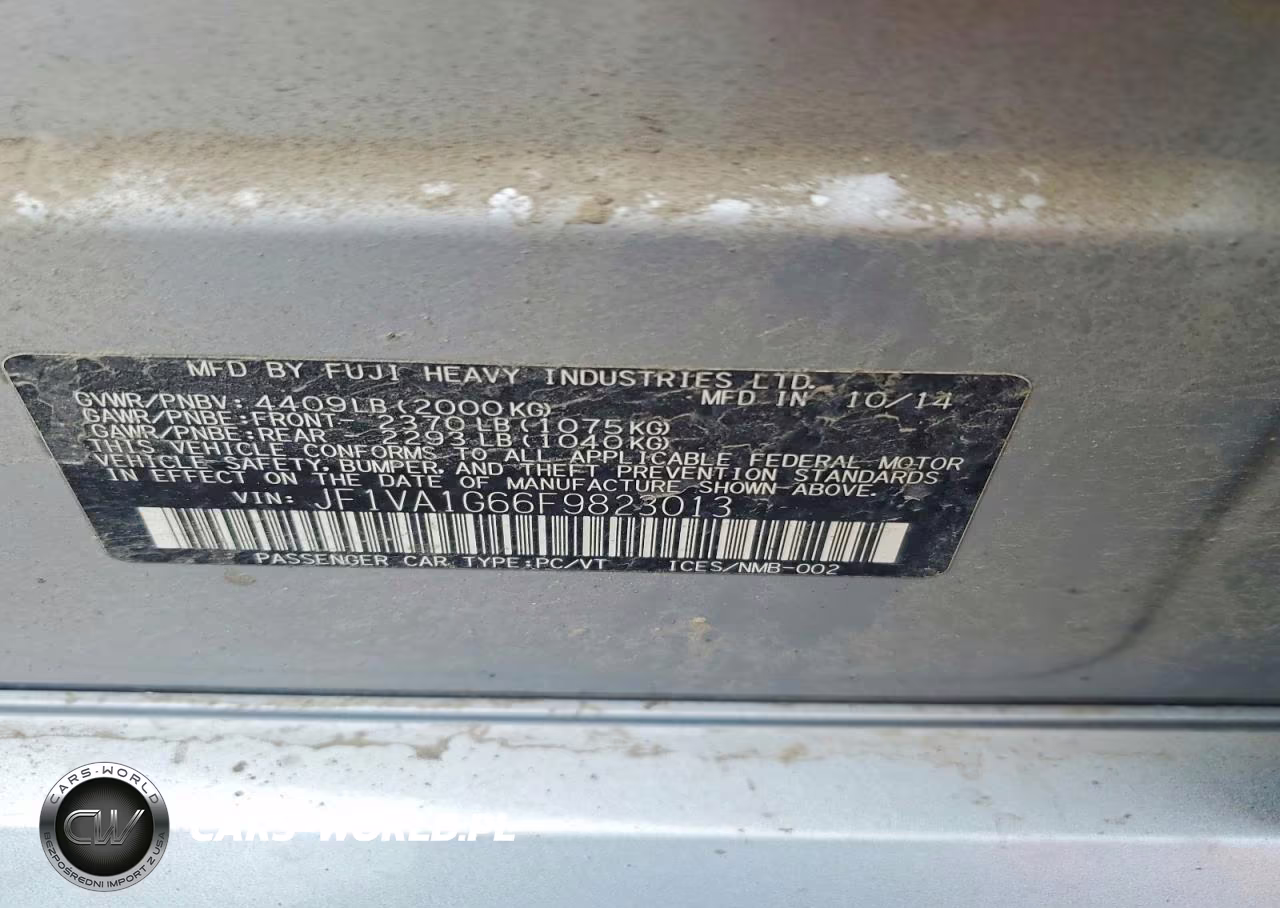 2015 Subaru Wrx Limited VIN:JF1VA1G66F9823013 - 12
