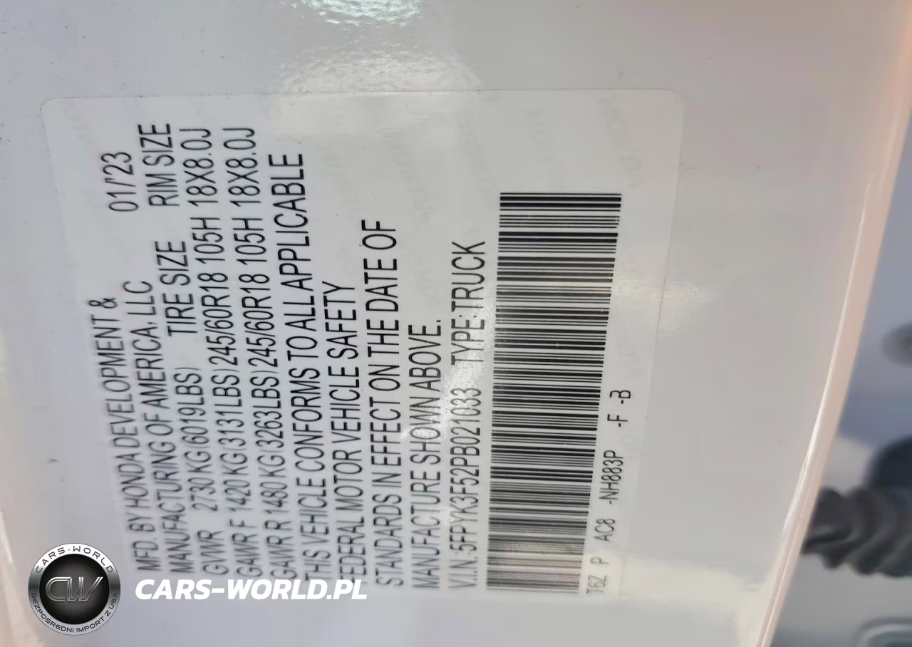 2023 Honda Ridgeline Rtl VIN:5FPYK3F52PB021033 - 12