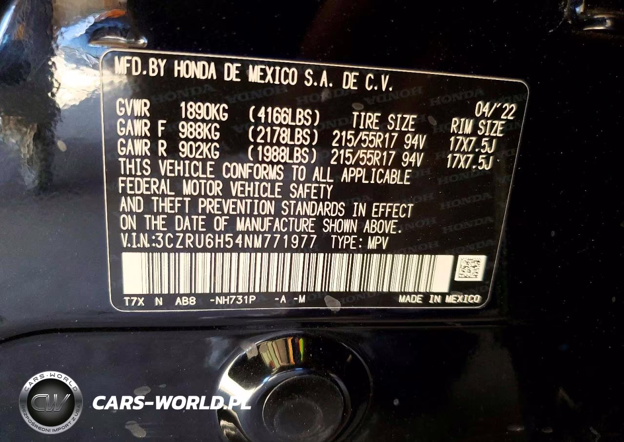 2022 Honda Hr-V Ex VIN:3CZRU6H54NM771977 - 12