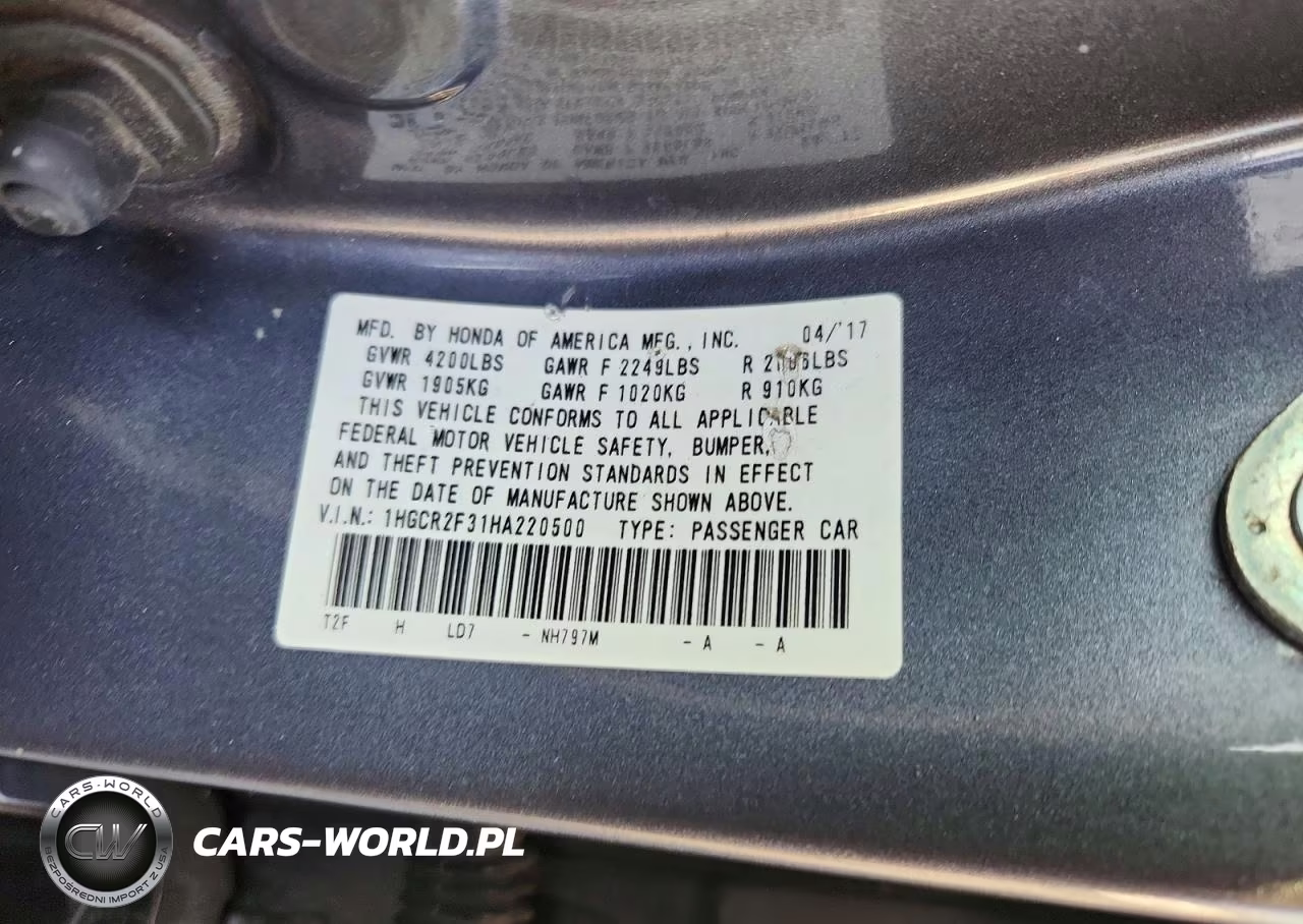 2017 Honda Accord Lx VIN:1HGCR2F31HA220500 - 12
