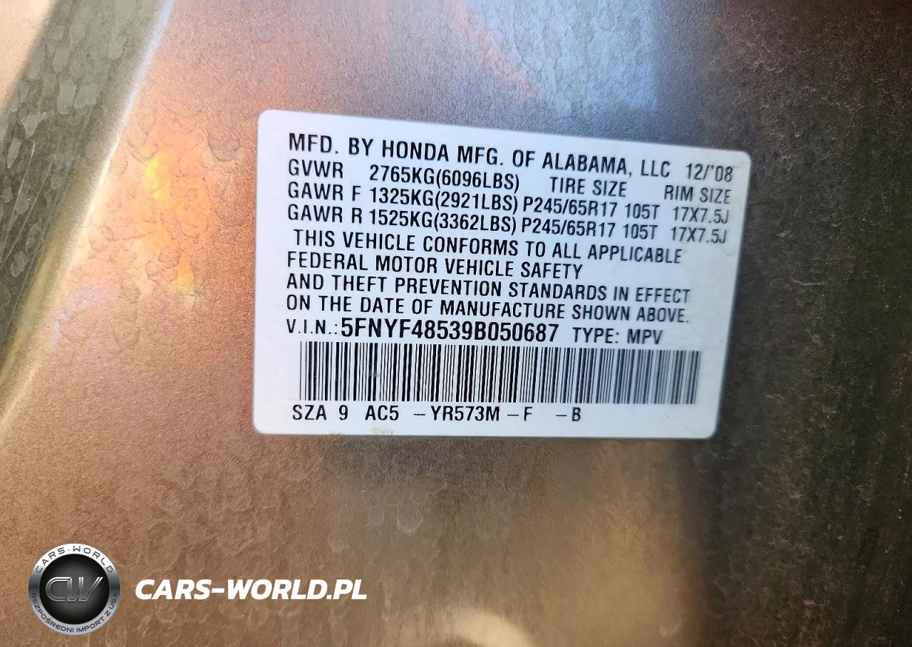2009 Honda Pilot Exl VIN:5FNYF48539B050687 - 13