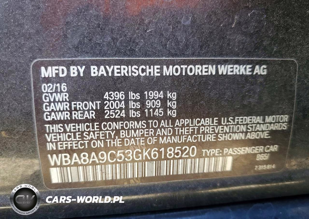 2016 BMW 320 I VIN:WBA8A9C53GK618520 - 12