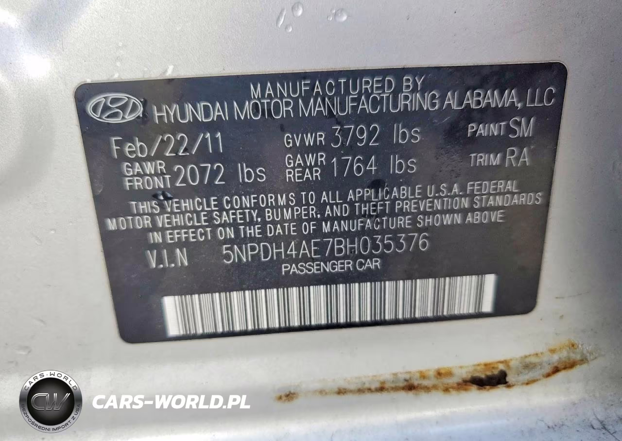 2011 Hyundai Elantra Gls VIN:5NPDH4AE7BH035376 - 12